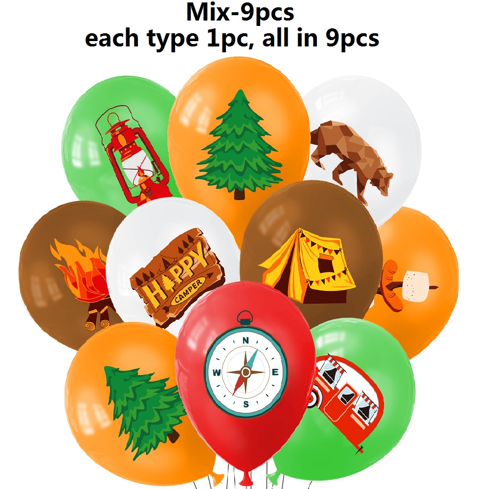 9pcs Happy Camping Balloon, Ou - огляд і ціна Outdoor Adventure Birthday Party